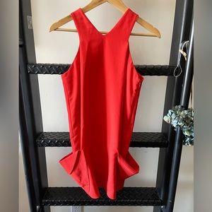 Cutest 80’s Gianni Versace pegged hem red wool dress.